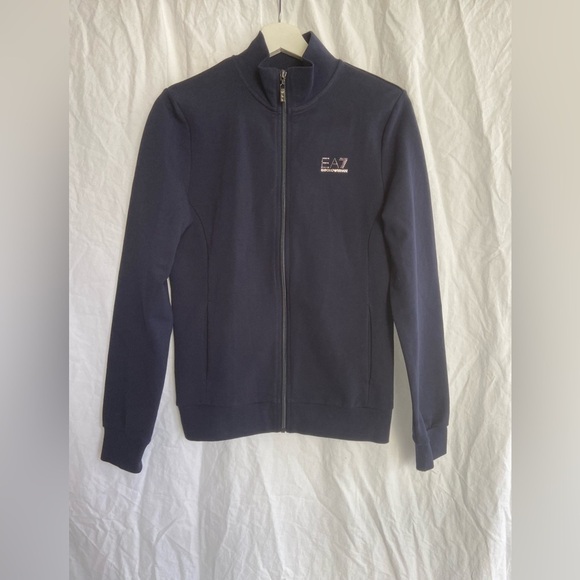 Emporio Armani EA7 Sweatshirt Hoodie Man Blue Size Medium - Picture 2 of 16